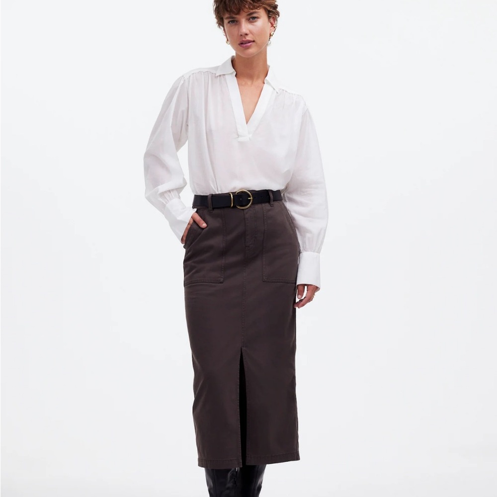 Twill Patch Pocket Midi Skirt size 31